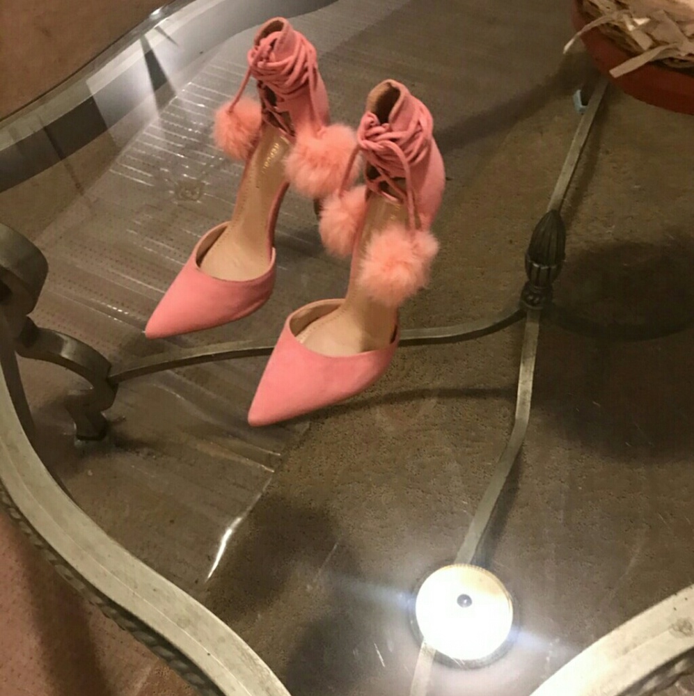 Pink lace up heels